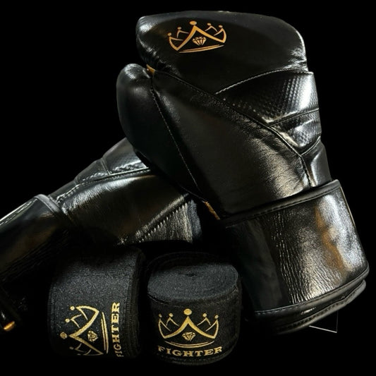 Premium Black & Gold Fighter Gloves By Andy Ashton ®