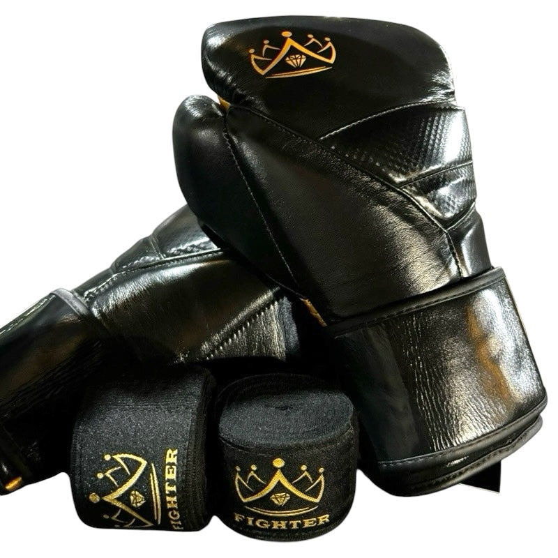 Premium Black & Gold Fighter Gloves By Andy Ashton ®